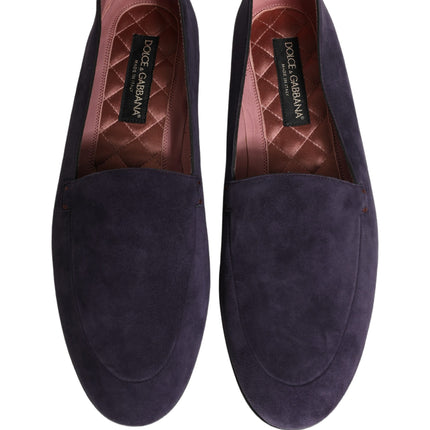 Dolce & Gabbana Violet Velvet Slip On Men Flats Loafers Shoes
