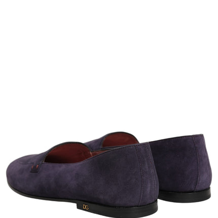 Dolce & Gabbana Violet Velvet Slip On Men Flats Loafers Shoes