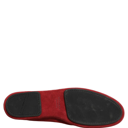 Dolce & Gabbana Red Suede Cross Slip On Dress Loafers Shoes
