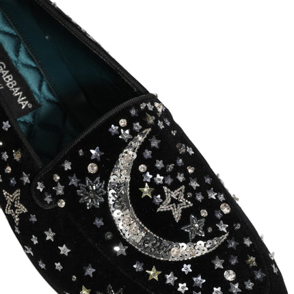 Dolce & Gabbana Black Crystal Embellished Dress Loafers Shoes
