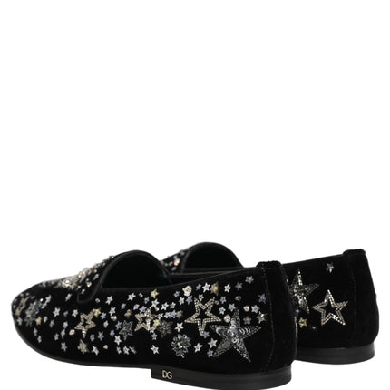 Dolce & Gabbana Black Crystal Embellished Dress Loafers Shoes