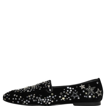 Dolce & Gabbana Black Crystal Embellished Dress Loafers Shoes
