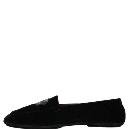 Dolce & Gabbana Black Crown Embellished Dress Loafers Shoes
