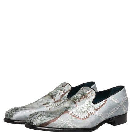 Dolce & Gabbana Gray Baroque Angel Velvet Men Loafers Shoes