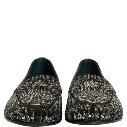 Dolce & Gabbana Black Silver Embellished Dress Loafers Shoes