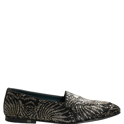 Dolce & Gabbana Black Silver Embellished Dress Loafers Shoes
