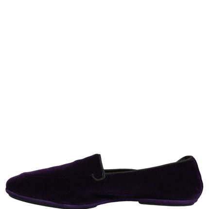 Dolce & Gabbana Violet Velvet Slip On Men Flats Loafers Shoes