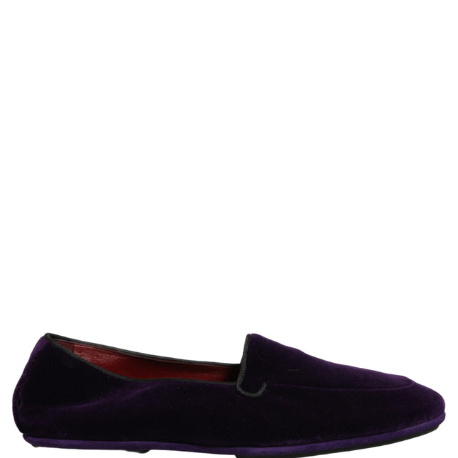 Dolce & Gabbana Violet Velvet Slip On Men Flats Loafers Shoes