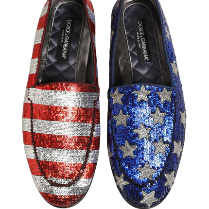 Dolce & Gabbana Multicolor Flag Sequin Dress Loafers Shoes