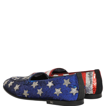Dolce & Gabbana Multicolor Flag Sequin Dress Loafers Shoes