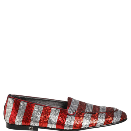 Dolce & Gabbana Multicolor Flag Sequin Dress Loafers Shoes