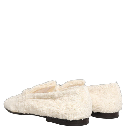 Dolce & Gabbana White Fur Shearling Men Dress Loafers Shoes