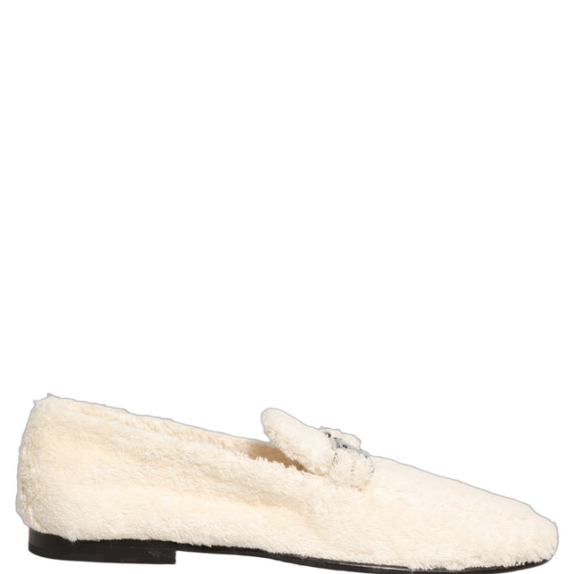 Dolce & Gabbana White Fur Shearling Men Dress Loafers Shoes