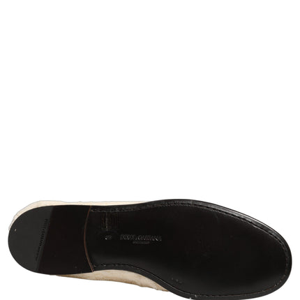Dolce & Gabbana White Fur Shearling Men Dress Loafers Shoes