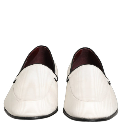 Dolce & Gabbana White Velvet Slip On Men Flats Loafers Shoes