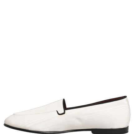 Dolce & Gabbana White Velvet Slip On Men Flats Loafers Shoes