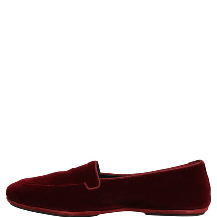 Dolce & Gabbana Maroon Velvet Slip On Men Flats Loafers Shoes