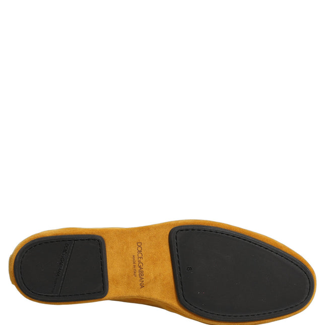 Dolce & Gabbana Yellow Velvet DG Heart Loafers Flats Shoes