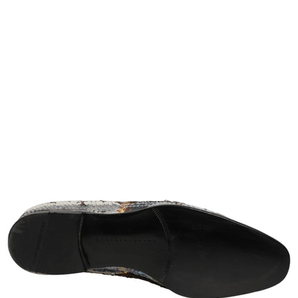 Dolce & Gabbana Multicolor Embroidered Sequin Loafers Shoes