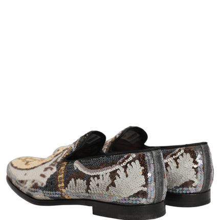 Dolce & Gabbana Multicolor Embroidered Sequin Loafers Shoes