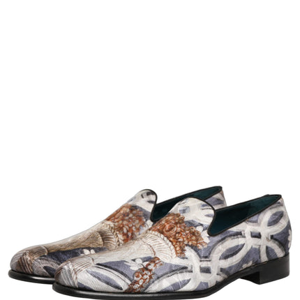 Dolce & Gabbana Multicolor Floral Tapestry Embroidery Loafer Shoes