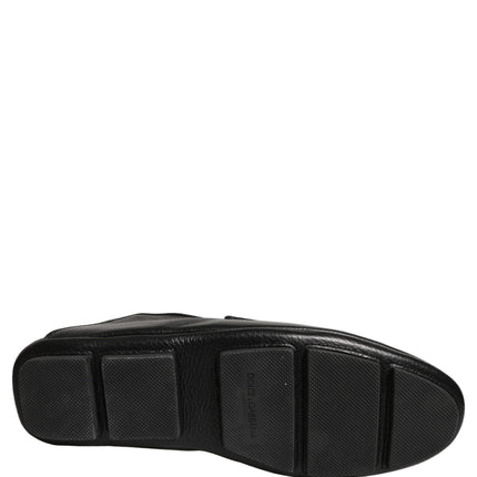 Dolce & Gabbana Black Deerskin Leather Driver Loafers Shoes