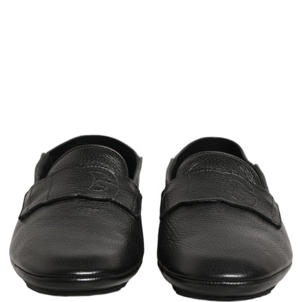 Dolce & Gabbana Black Deerskin Leather Driver Loafers Shoes