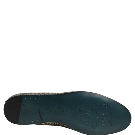 Dolce & Gabbana Gray Glitter Lurex DG Logo Dress Loafers Shoes
