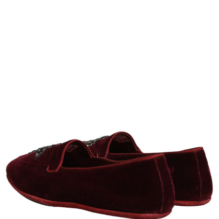 Dolce & Gabbana Red Suede Embellished Men Dress Loafers Shoes