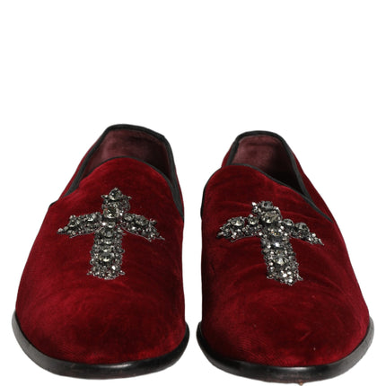 Dolce & Gabbana Maroon Suede Cross Slip On Dress Loafers Shoes