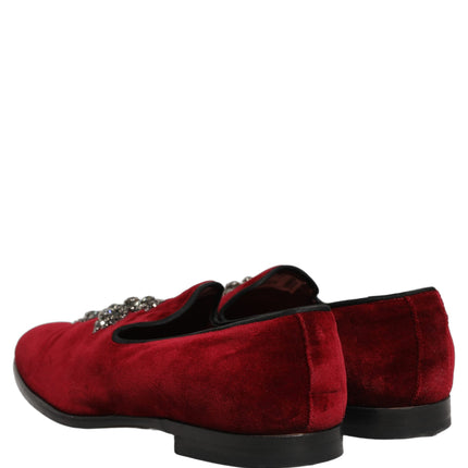 Dolce & Gabbana Maroon Suede Cross Slip On Dress Loafers Shoes