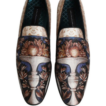 Dolce & Gabbana Multicolor Fruit Print Velvet Loafers Shoes