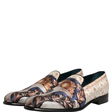 Dolce & Gabbana Multicolor Fruit Print Velvet Loafers Shoes