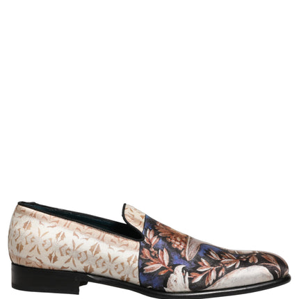 Dolce & Gabbana Multicolor Fruit Print Velvet Loafers Shoes