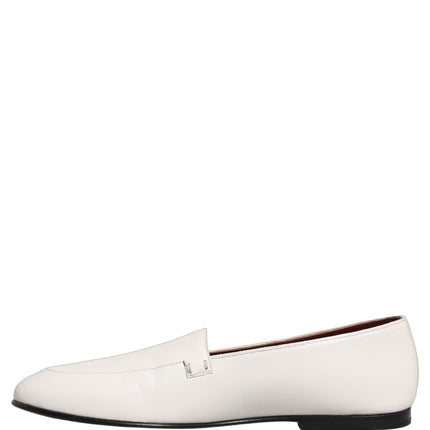 Dolce & Gabbana White Leather Logo Slip On Men Loafers Shoes