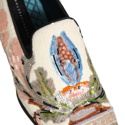 Dolce & Gabbana Multicolor Sequin Embroidered Loafers Shoes