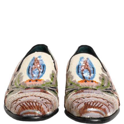 Dolce & Gabbana Multicolor Sequin Embroidered Loafers Shoes