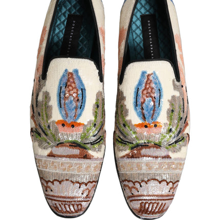 Dolce & Gabbana Multicolor Sequin Embroidered Loafers Shoes