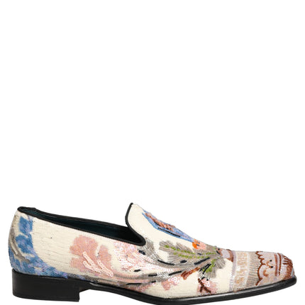 Dolce & Gabbana Multicolor Sequin Embroidered Loafers Shoes