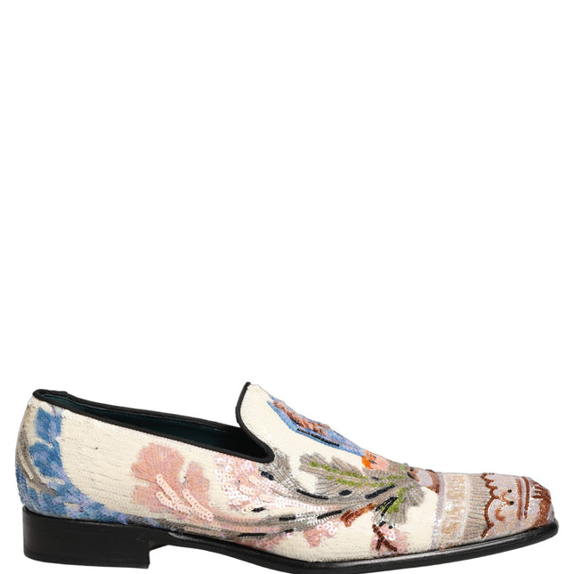 Dolce & Gabbana Multicolor Sequin Embroidered Loafers Shoes