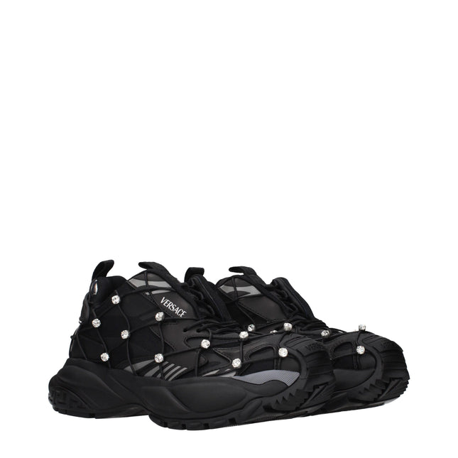 Versace Black Fabric Chunky Sneakers