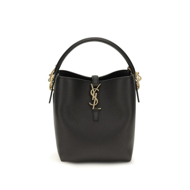 Saint Laurent Black Calf Leather Bos Taurus Backet Bag