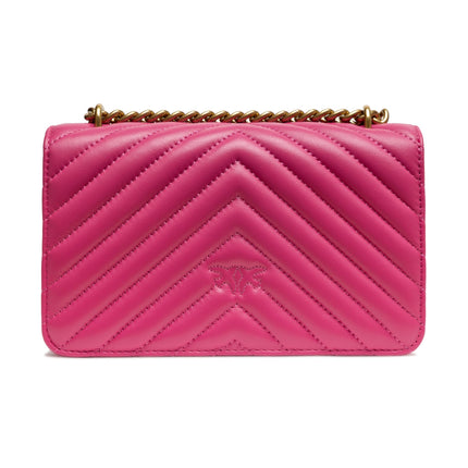 PINKO Pink Leather Love One Mini Shoulder Bag