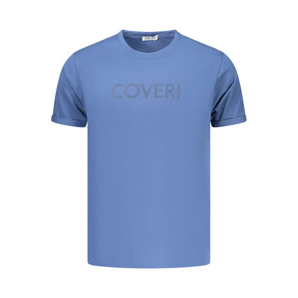 Coveri Moving Blue Cotton Men's T-Shirt