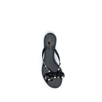 Valentino Garavani Black Cotton Flip-Flop Sandals
