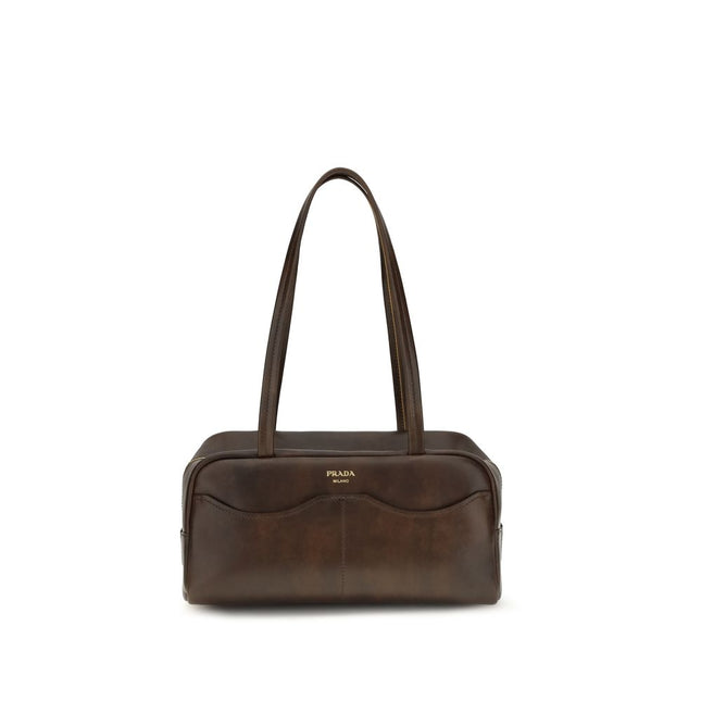 Prada Brown Calf Leather Bos Taurus Shoulder Bag