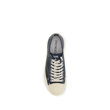 Premiata Blue Calf Leather Bos Taurus Low Top Sneakers