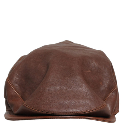 Dolce & Gabbana Men Brown Lamb Leather Newsboy Cloth Capello Hat