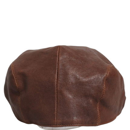Dolce & Gabbana Men Brown Lamb Leather Newsboy Cloth Capello Hat