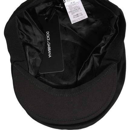 Dolce & Gabbana Men Black Cotton Stretch Newsboy Cloth Capello Hat
